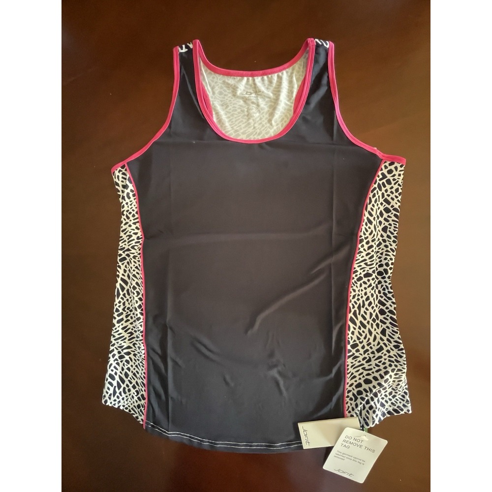 Jofit Racerback Shirt Womens XLarge Black/White Sleeveless Running Outdoor $68 - Picture 2 of 11